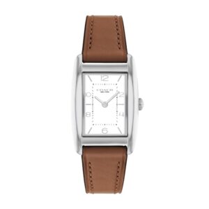 Ladies' Coach Reese Brown Leather Strap Watch with Rectangular White Dial (Model: 14504311)