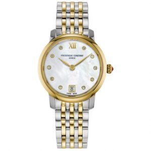 Ladies' Frederique Constant Slimline Diamond Two-Tone Date Watch FC-220MPWD1S23B