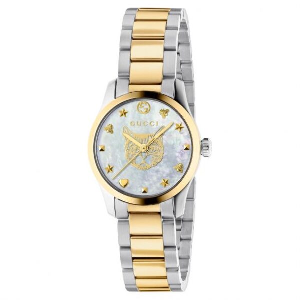 Ladies' Gucci G-Timeless Mother-of-Pearl Dial Two-Tone Watch YA1265012