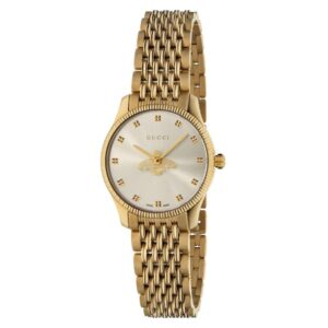 Ladies' Gucci G-Timeless with Bee Slim Silver Dial Gold-Tone Watch, 29mm YA1265021