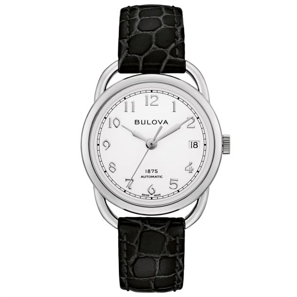 Ladies' Joseph Bulova Commodore Limited Edition Automatic Black Leather Watch | 34.4mm | 96M152
