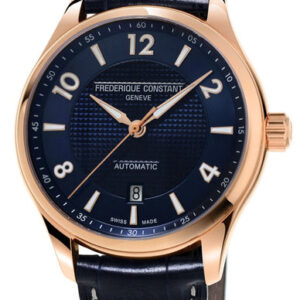 Limited Edition Frederique Constant Runabout Rose Gold Tone Steel Automatic Blue Dial Blue Leather Strap Mens Watch FC-303RMN5B4