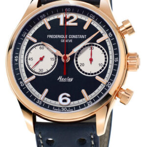 Limited Edition Frederique Constant Vintage Rally Healey Chronograph Automatic Rose Gold Tone Steel Blue Dial Blue Leather Strap Mens Watch FC-397HN5B4