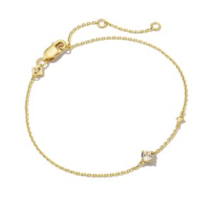 Maisie 18k Gold Vermeil Delicate Chain Bracelet in White Topaz