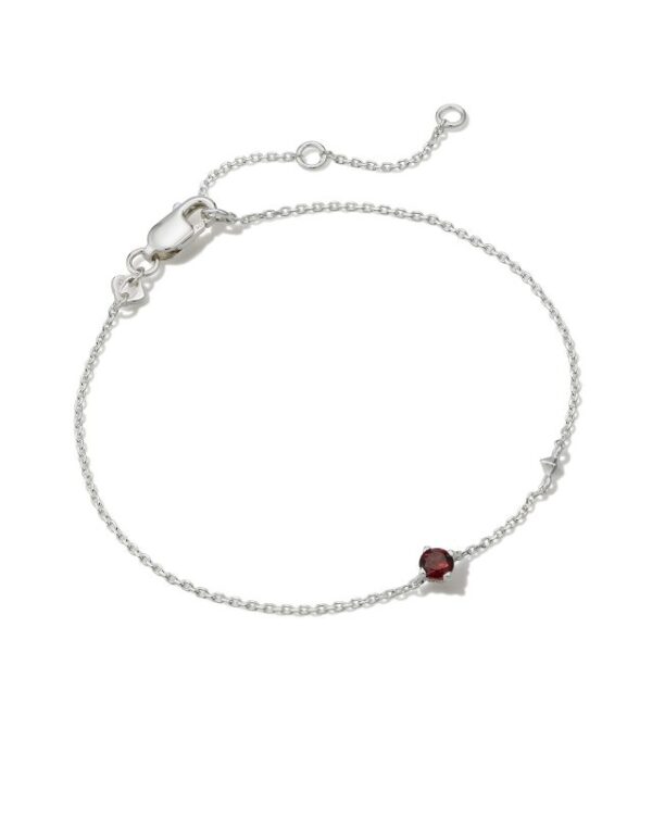 Maisie Sterling Silver Delicate Chain Bracelet in Red Garnet
