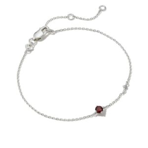 Maisie Sterling Silver Delicate Chain Bracelet in Red Garnet