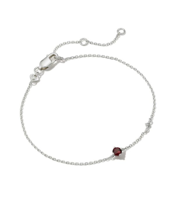 Maisie Sterling Silver Delicate Chain Bracelet in Red Garnet