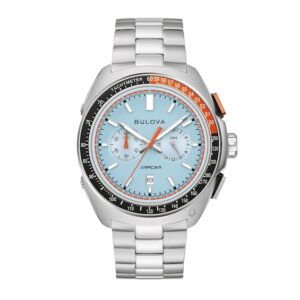 Men’s Bulova Racer Chronograph Watch with Light Blue Dial (Model: 98B432)