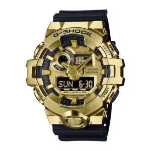 Men’s Casio G-Shock G-Steel Analog-Digital Black Resin Strap Watch with Gold-Tone Dial (Model: GM700G-9A)