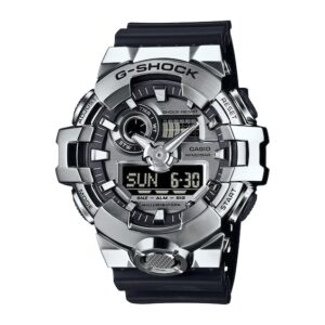 Men’s Casio G-Shock Metal-Covered Analog-Digital Watch with Silver-Tone Dial (Model: GM700-1A)