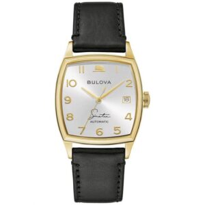 Men's Bulova Frank Sinatra 'Young At Heart' Black Leather Strap Watch | 33.5mm | 97B197