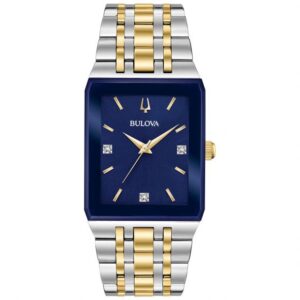Men's Bulova Futuro Quadra Diamond Two-Tone Rectangular Case Stainless Steel Watch | 30 x 45mm | 98D154