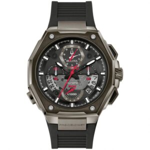 Men's Bulova Precisionist Chronograph Black Rubber Strap Watch | 44.5mm | 98B358