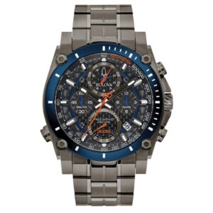 Men's Bulova Precisionist Grey Blue Ion-Plated Stainless Steel Watch | 46.5mm | 98B343
