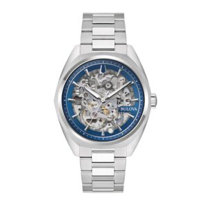 Men's Bulova Surveyor Automatic Watch with Blue Skeleton Dial (Model: 96A292)