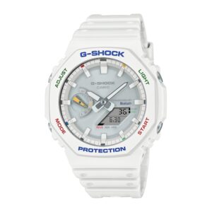 Men's Casio G-Shock Solar Powered White Resin Strap Watch with Multi-Color Accents (Model: GAB2100FC-7A)