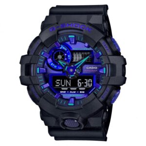Men's Casio G-Shock Virtual World Analog-Digital Blue Violet Metallic Dial Watch GA700VB-1A