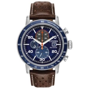 Men's Citizen Eco-Drive Brycen Brown Leather Strap Watch | 44mm | CA0648-09L