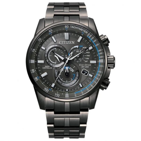 Men's Citizen Eco-Drive PCAT Chronograph Black Ion-Plated Watch | 43mm | CB5887-55H