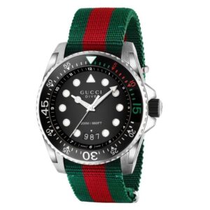 Men's Gucci Dive Green and Red Nylon Watch YA136209A