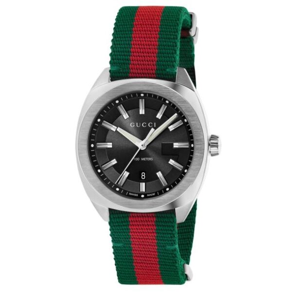 Men's Gucci GG2570 Green and Red Nylon Strap Watch YA142305
