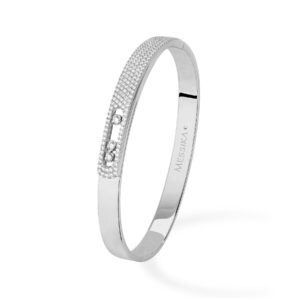 Messika Move Noa Size Medium Pavé Diamond Bangle in White Gold