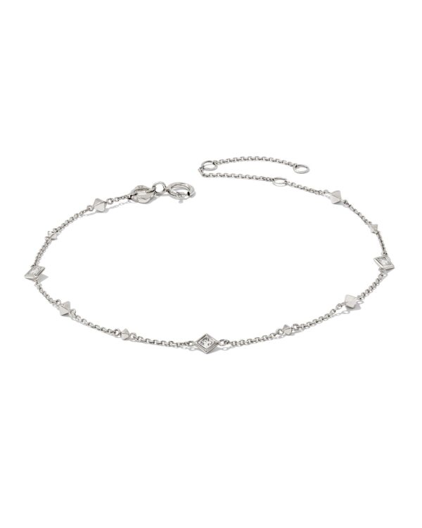Michelle 14k White Gold Delicate Bracelet in White Diamond