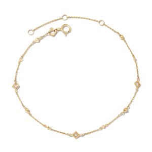 Michelle 14k Yellow Gold Delicate Bracelet in White Diamond