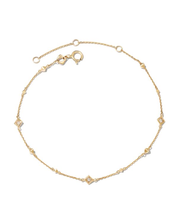 Michelle 14k Yellow Gold Delicate Bracelet in White Diamond
