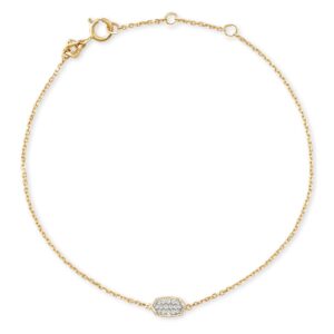 Millicent 14k Yellow Gold Delicate Chain Bracelet in White Diamond