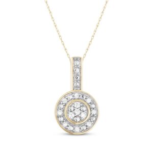 Multi-Diamond Halo Necklace 1/20 ct tw 10K Yellow Gold 18"