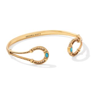 Noble Vintage Gold Horseshoe Cuff Bracelet in Variegated Dark Teal Magnesite