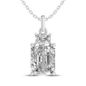 Octagon-Cut White Lab-Created Sapphire Necklace Sterling Silver 18"
