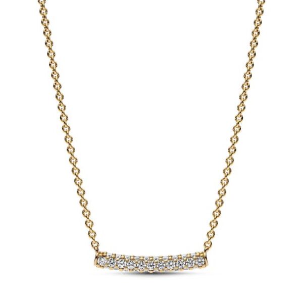 Pandora Timeless Pavé Single-Row Bar Collier Necklace | Gold-Plated