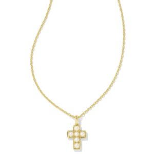 Pearl Gold Cross Short Pendant Necklace in Freshwater Cultured Pearl
