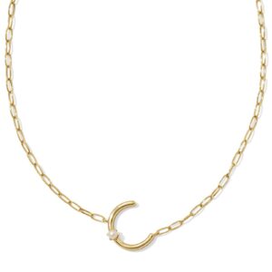 Pearl Gold Letter C Short Pendant Necklace in Freshwater Cultured Pearl