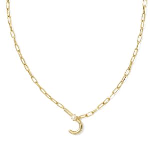 Pearl Gold Letter J Short Pendant Necklace in Freshwater Cultured Pearl