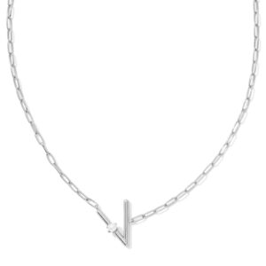 Pearl Silver Letter V Short Pendant Necklace in Freshwater Cultured Pearl