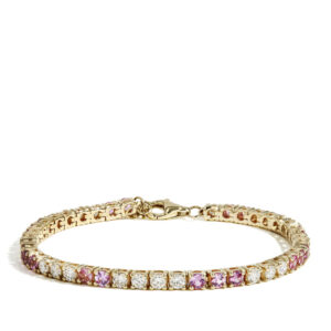 Pink Sapphire and Diamond Tennis Bracelet