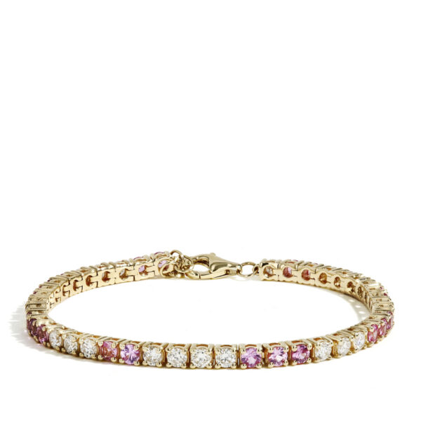 Pink Sapphire and Diamond Tennis Bracelet