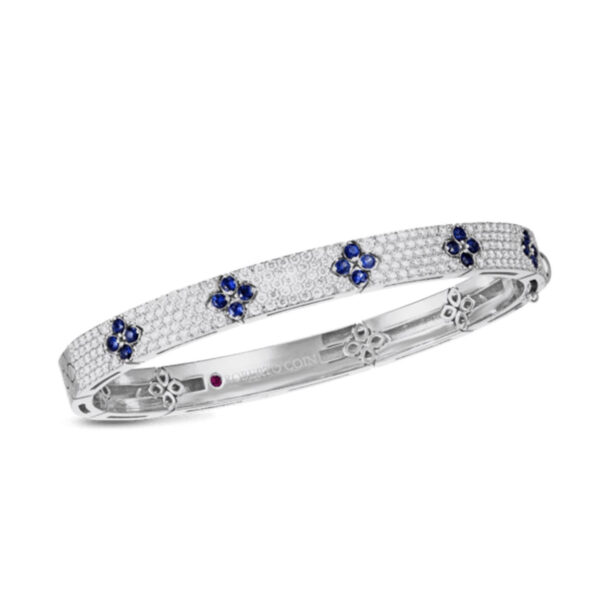 Roberto Coin Love in Verona Pave Diamond and Blue Sapphire Bangle