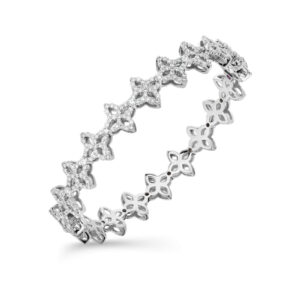 Roberto Coin Princess Flower White Gold Open Diamond Flower Bangle Bracelet