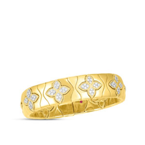 Roberto Coin Royal Princess Flower Wide Diamond Bangle