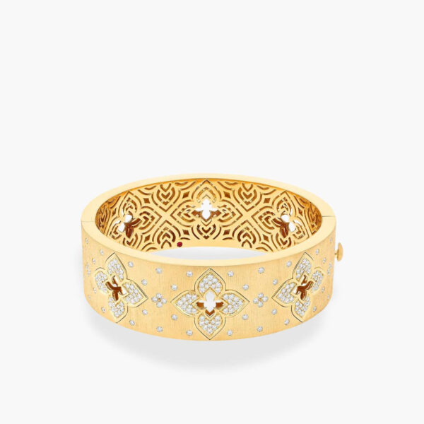 Roberto Coin Venetian Princess Diamond Satin Bangle in 18K Yellow Gold