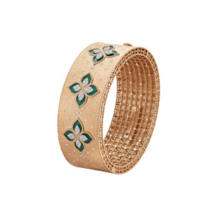 Roberto Coin Venetian Princess Malachite and Diamond Wide Bangle