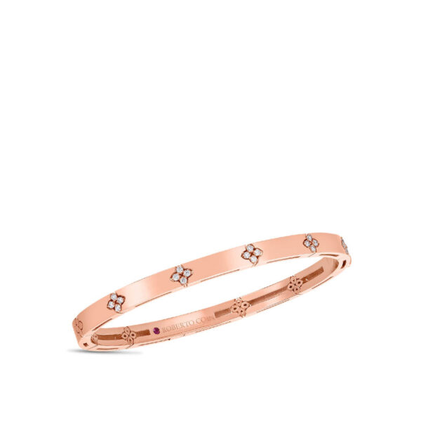Roberto Coin Verona Diamond Flower Bangle in Rose Gold