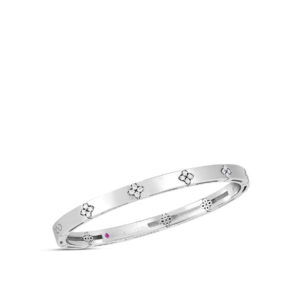 Roberto Coin Verona Diamond Flower Bangle in White Gold