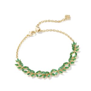 Rosalie Gold Tennis Bracelet in Green Crystal