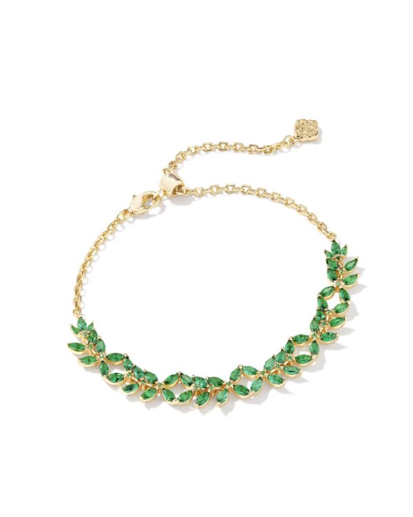 Rosalie Gold Tennis Bracelet in Green Crystal
