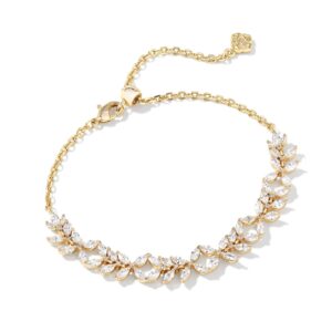 Rosalie Gold Tennis Bracelet in White Crystal